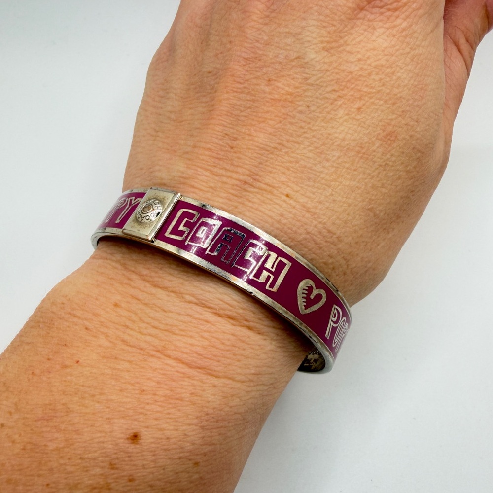 COACH "Poppy" Pink enamel and silver tone‎ 8" bangle bracelet! - Picture 5 of 10